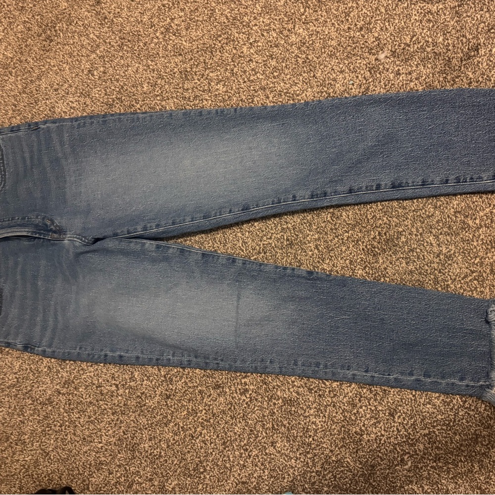 Madewell Light Blue Denim Pants- The Perfect Vintage Jean 27- raw fray hem